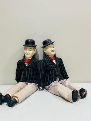 Vintage Musical Laurel & Hardy Porcelain Dolls