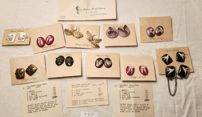 Vintage Mid-CenturySeashell Earrings From The 50s/60s On Their Original Card! Clip Earrings