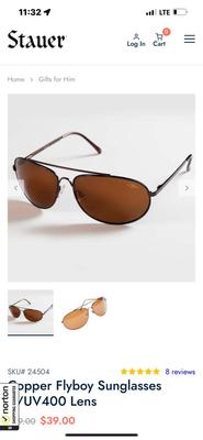 3 Pair NEW STAUER Copper Flyboy Sunglasses UV400 Lens