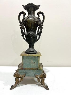 REINE DES FLEURS Par-Ruffony 19th Century Onyx Marble Mantle Clock Set