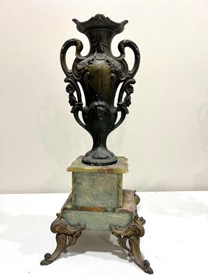 REINE DES FLEURS Par-Ruffony 19th Century Onyx Marble Mantle Clock Set