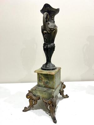REINE DES FLEURS Par-Ruffony 19th Century Onyx Marble Mantle Clock Set