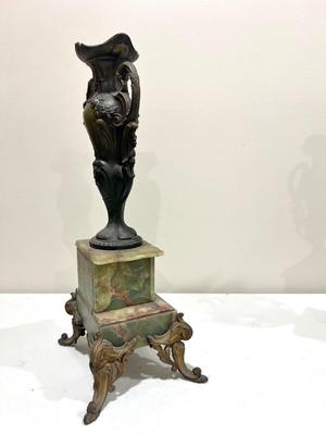 REINE DES FLEURS Par-Ruffony 19th Century Onyx Marble Mantle Clock Set