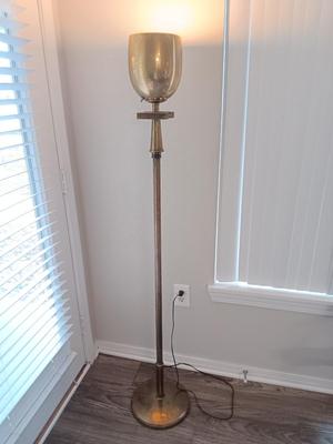 Vintage Torchiere Floor Lamp Greek Key Brass MCM Rare! MID CENTURY ANTIQUE! (2 of 2)