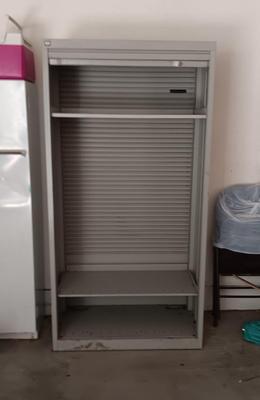 METAL STORAGE CABINET W/ACCORDION DOOR AND ADJUSTABLE SHELVES
