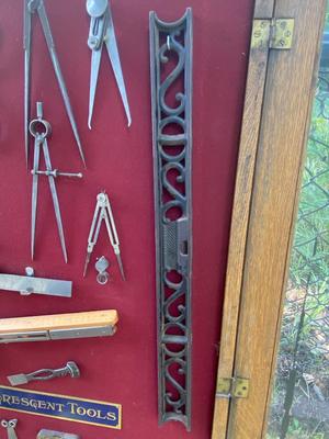 Vintage & Antique tools in display case
