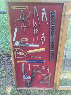 Vintage & Antique tools in display case