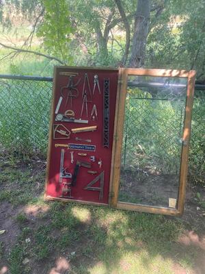 Vintage & Antique tools in display case