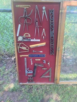 Vintage & Antique tools in display case