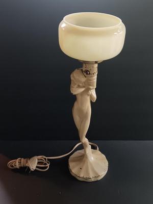 Antique Art Deco Risque Nude lamp with shade in working condition! Art Deco Classic!