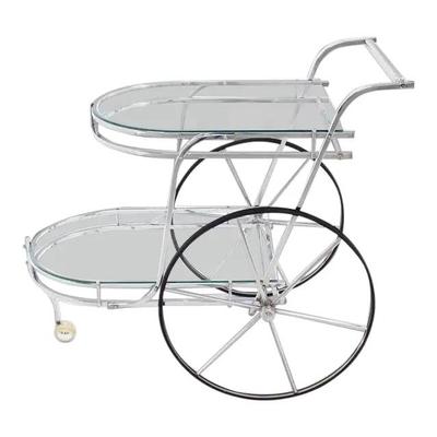 Vintage Mid Century Italian Chrome and Glass Bar Cart