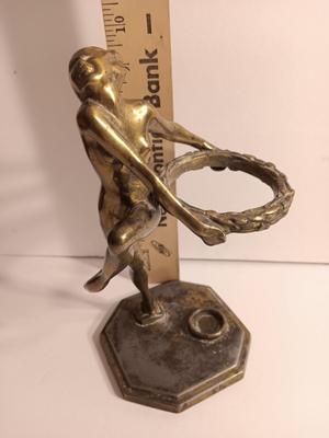 1927 Frankart Brass nude - Dancing lady smoke stand with two books 1927 models & Frankart
