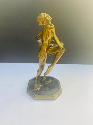 1927 Frankart Brass nude - Dancing lady smoke stand with two books 1927 models & Frankart