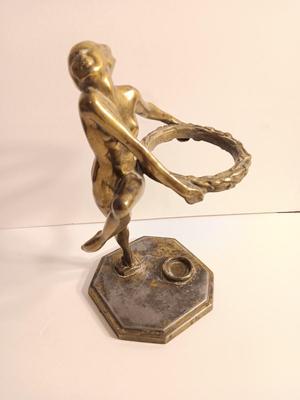 1927 Frankart Brass nude - Dancing lady smoke stand with two books 1927 models & Frankart