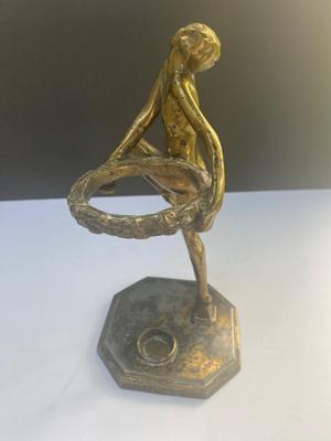 1927 Frankart Brass nude - Dancing lady smoke stand with two books 1927 models & Frankart