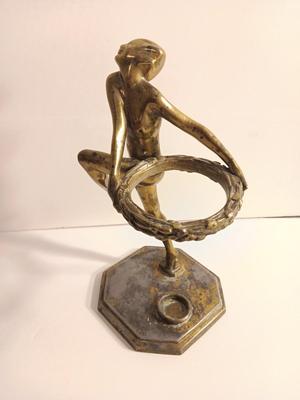 1927 Frankart Brass nude - Dancing lady smoke stand with two books 1927 models & Frankart