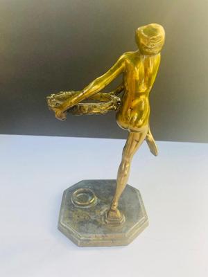 1927 Frankart Brass nude - Dancing lady smoke stand with two books 1927 models & Frankart