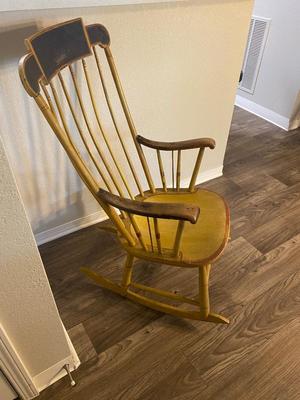 Antique hand painted wooden rocking chair