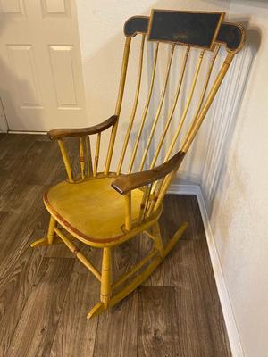 Antique hand painted wooden rocking chair