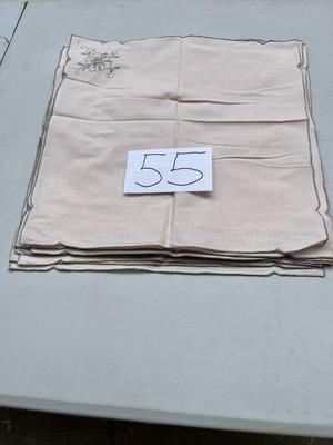 Floral Accent Beige Cloth Napkins - 10