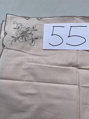 Floral Accent Beige Cloth Napkins - 10