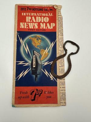 1941 International Radio News Map w/ 7up Bottle Opener