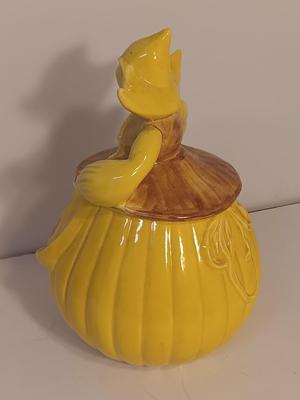 Vintage ~ 1940's ~ Red Wing Pottery Cookie Jar ~Merry Dutch Girl Yellow Brown