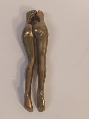 Rare Legs for Days Vintage Polished Bronze Nutcracker