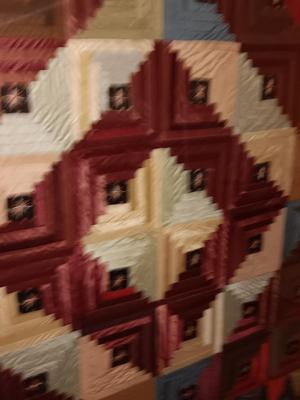 Antique - STUNNING hand sewn and embroidered Quilt in HUGE frame