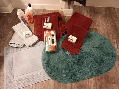 Bathing & Showering needs Bath rugs - Towels - Bath robe and an assortment of soap and shampoo's