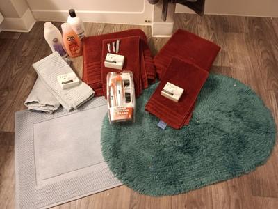 Bathing & Showering needs Bath rugs - Towels - Bath robe and an assortment of soap and shampoo's