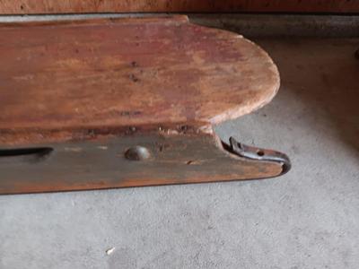 Antique wooden Sled primitive with metal runners
