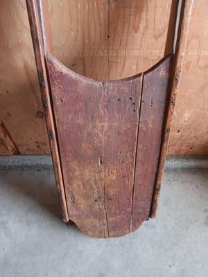 Antique wooden Sled primitive with metal runners