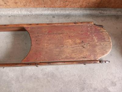 Antique wooden Sled primitive with metal runners