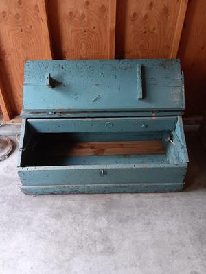 Primitive toolbox with inside drawer