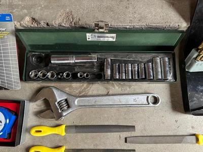 SOCKETS, FILES, MULTIMETER, DRIL BITS AND MORE