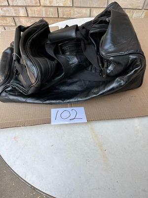 Genuine Leather Carrying Case on Wheels with Handle -k Black