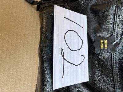 Genuine Leather Carrying Case on Wheels with Handle -k Black