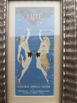 Art deco framed Sevenarts 'EAU ERTE' Natural Spring water label