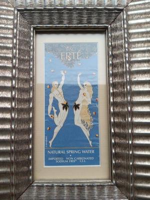 Art deco framed Sevenarts 'EAU ERTE' Natural Spring water label