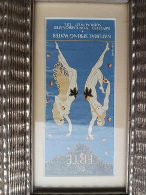 Art deco framed Sevenarts 'EAU ERTE' Natural Spring water label