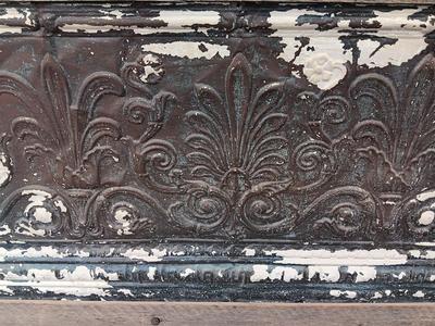 Rustic framed, Antique Shabby tin metal Decorative Architectural wall hanging