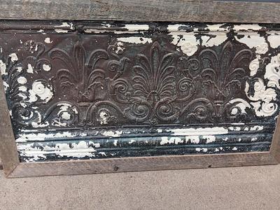 Rustic framed, Antique Shabby tin metal Decorative Architectural wall hanging