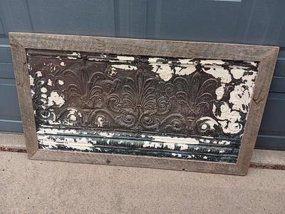 Rustic framed, Antique Shabby tin metal Decorative Architectural wall hanging
