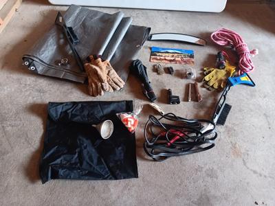 Automotive needs - Jumper cables - Mag light - Rope - Ice scrapers and more