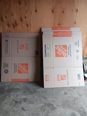 5 The Home Depot moving boxes UNUSED 3 Large and 2 Medium