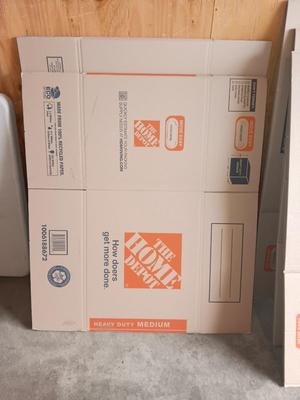 5 The Home Depot moving boxes UNUSED 3 Large and 2 Medium