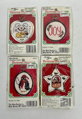 Lot of (4) New Berlin Counted Cross Stitch Christmas Ornament Craft Kits