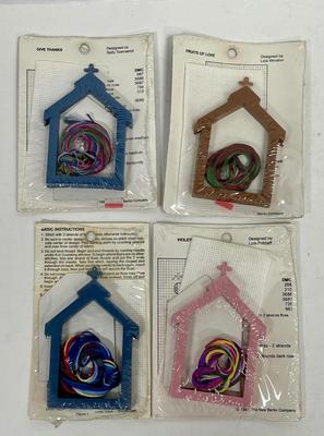 4 pc Lot - Christmas Ornament Craft Kit - Small Cross Stitch Projects