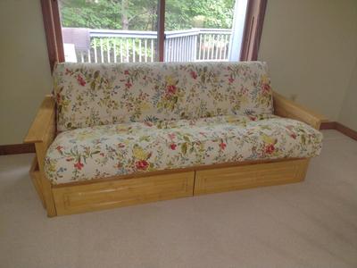 Wood Frame Futon Sofa with Beautyrest Mattress